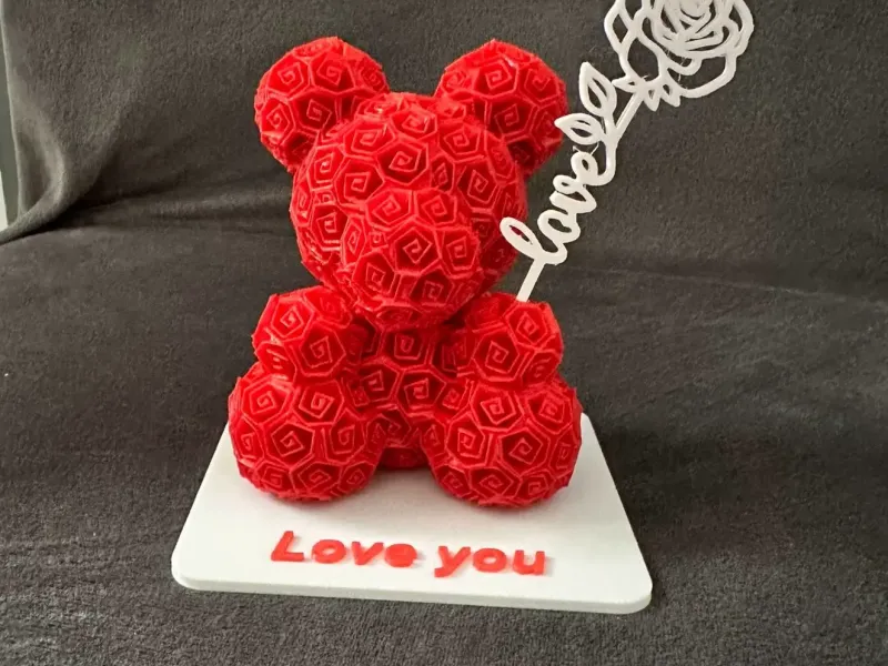 3D Rosenbär - Valentinsbär aus Rosen (Anpassbarer Text)