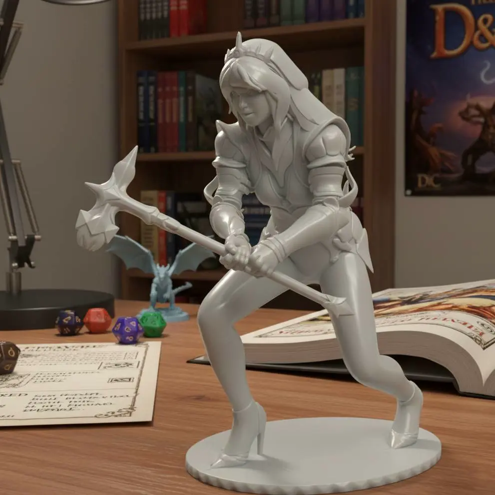 Female Cleric Miniature – Tabletop RPG 3D Model