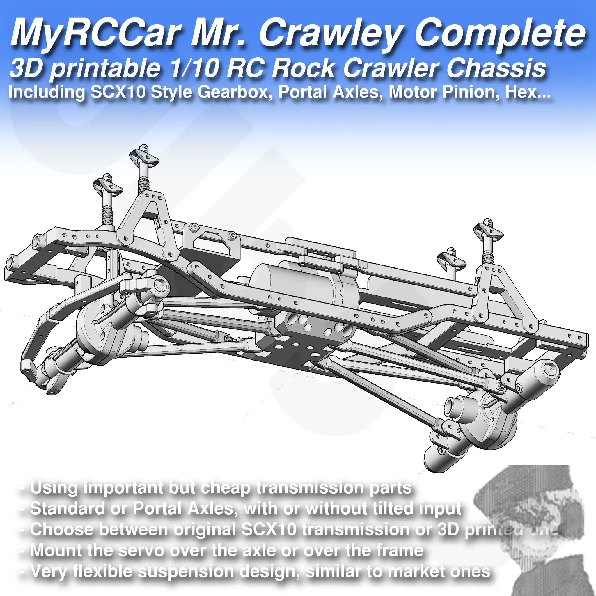 MyRCCar Mr. Crawley Complete. 1/10  RC Rock Crawler Chassis