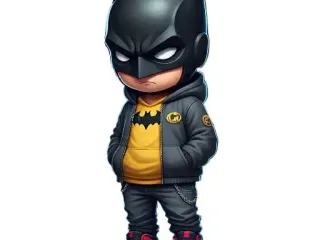 Chibi Batman Kid in Hoodie & Sneakers Mini Batman