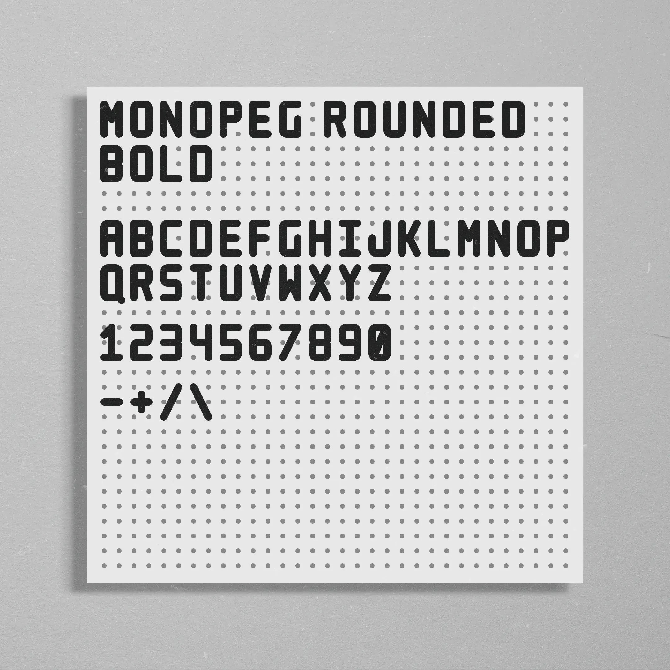 Pegboard kit (Biltema) - Monopeg Rounded typeface