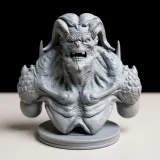 Demon Bust Detailed STL + 3mf