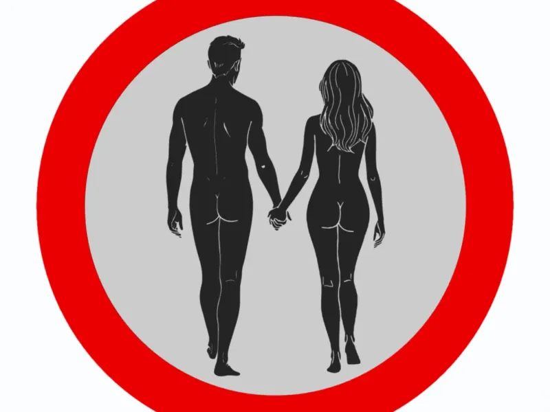 Nudism/Nude Walking - Forbidden Traffic Sign - Wall Art v2.1