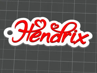 Keychain whit name Hendrix - Love stile - Name Tag