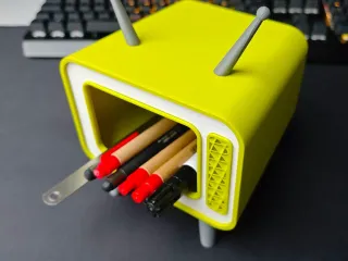 Cool desk organizer for all your pens and storage, Old TV !