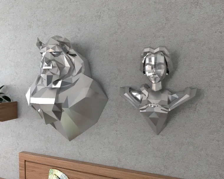 Beauty And beast Wall  Decorative Sculpture Lowpoly