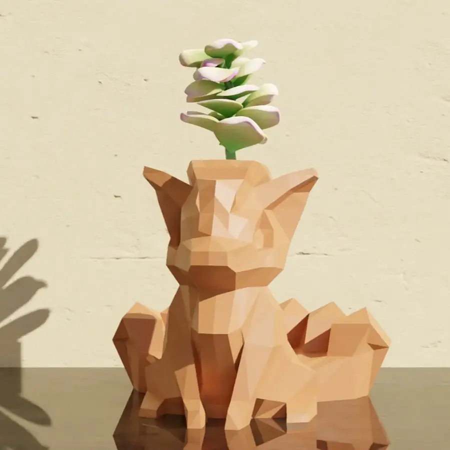 Vulpix Low Poly- Pokemon Pot Plant