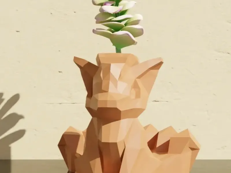 Vulpix Low Poly- Pokemon Pot Plant