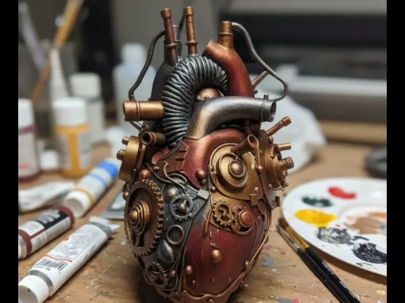 Steampunk Mechanical Heart: Anatomical Display Piece