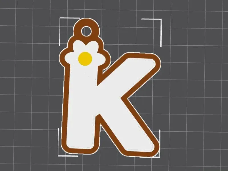 K capital letter flower keychain