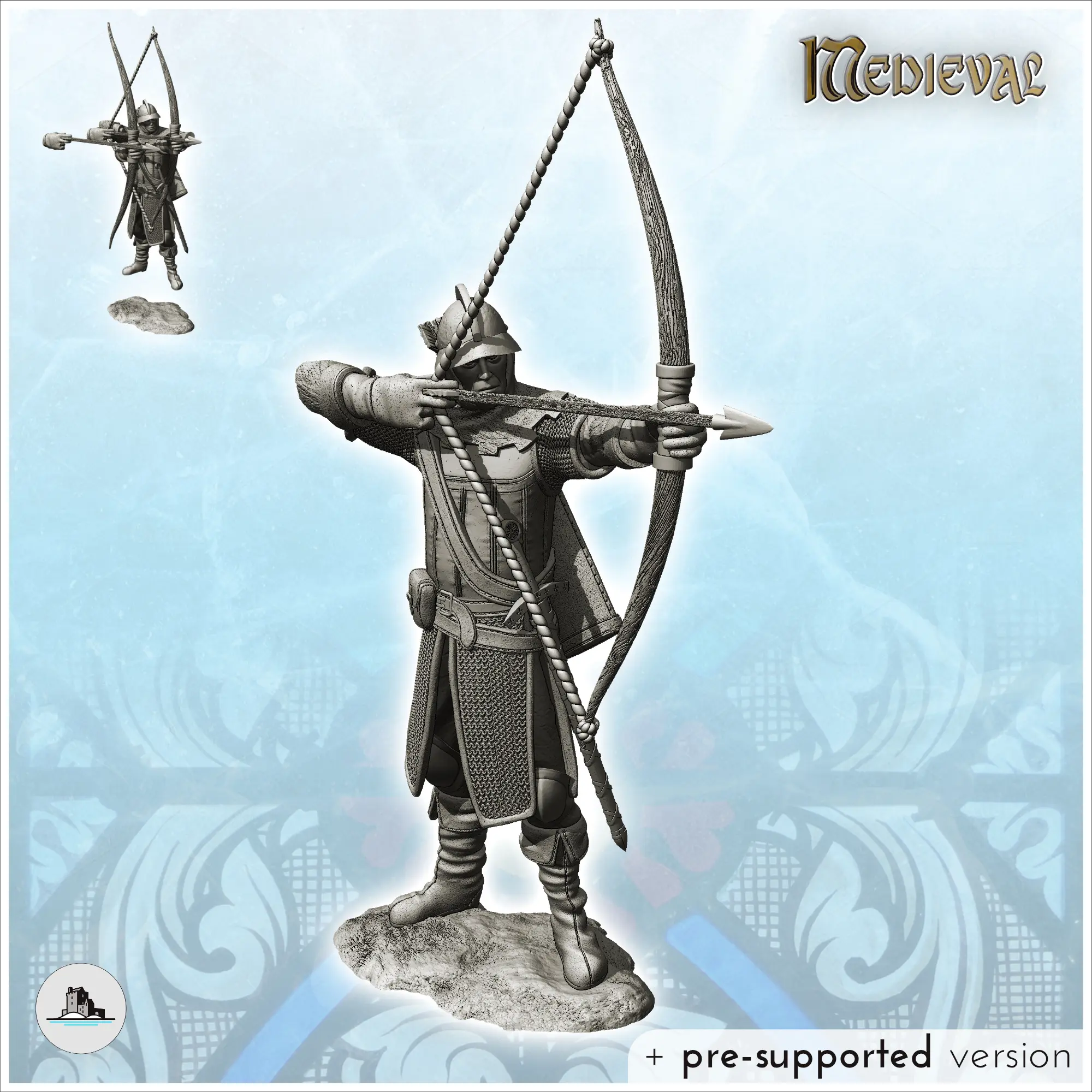 Tiro com arqueiro medieval (com duas versões de arcos (22) - m