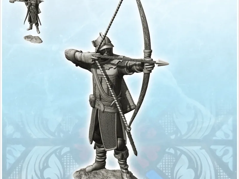 Medieval archer shooting (with two versions of bows (22) - m