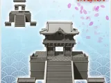 Large Asian temple with access stairs and low walls (12) - m-1