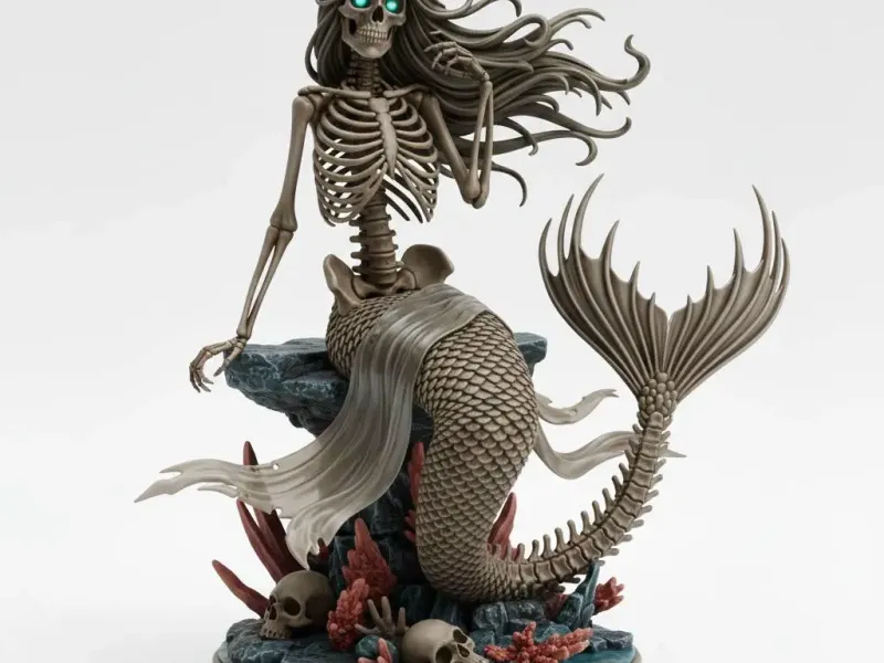 Skeleton Mermaid Figurine