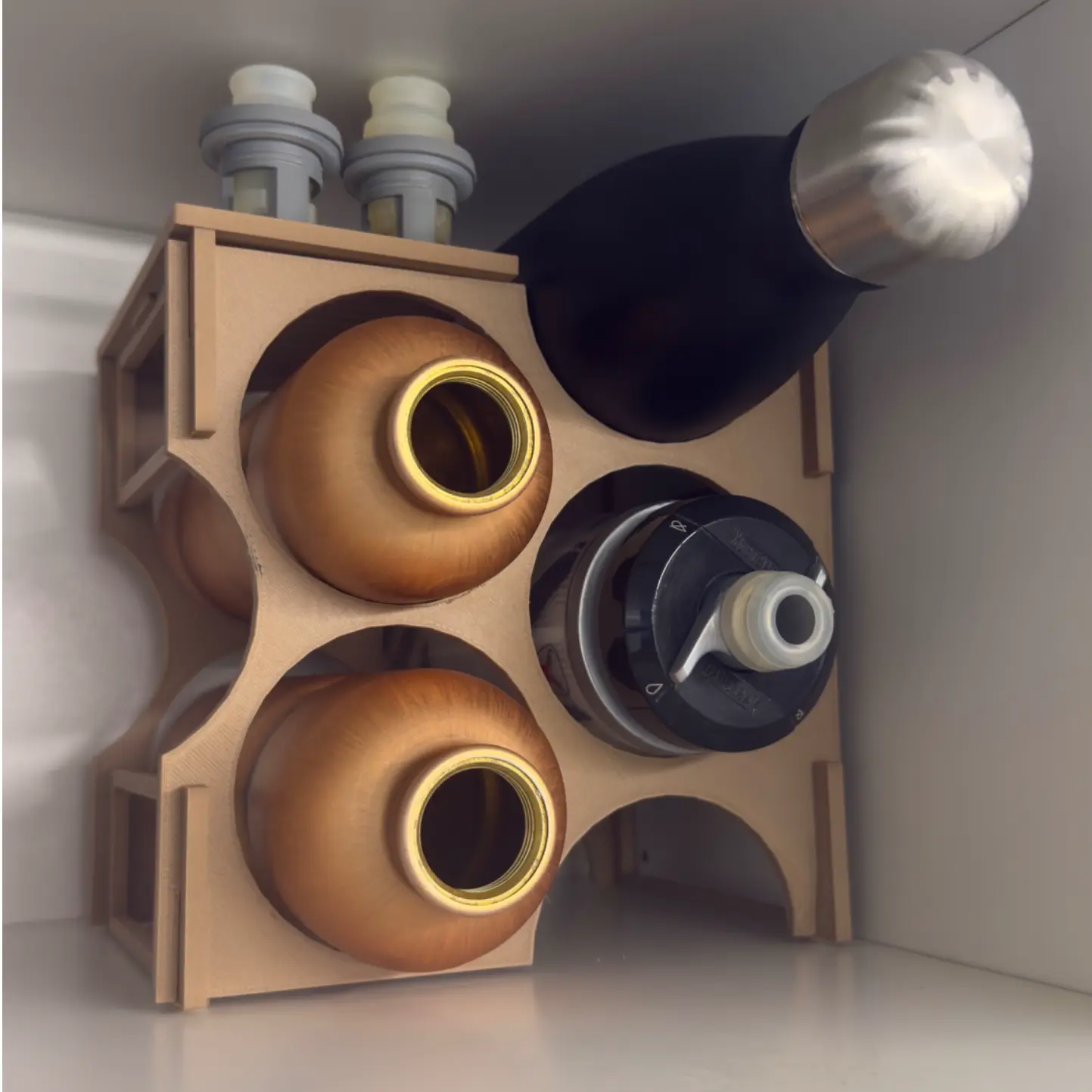 Simple bottle rack with shelf