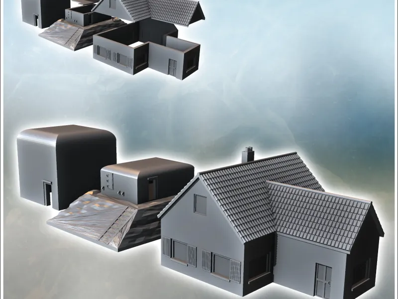 Modern House & Bunker Set for Fortified Defense (7) - miniat