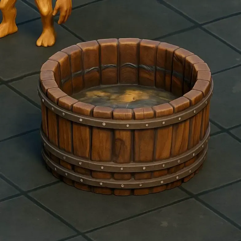 Wooden Water Barrel D&D tabletop miniature