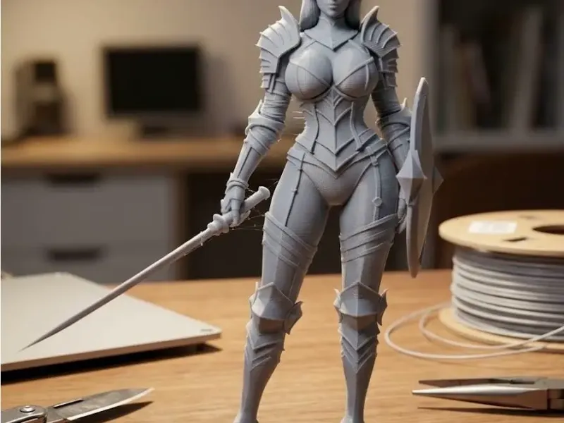 girl in sexy armor with shield and sword