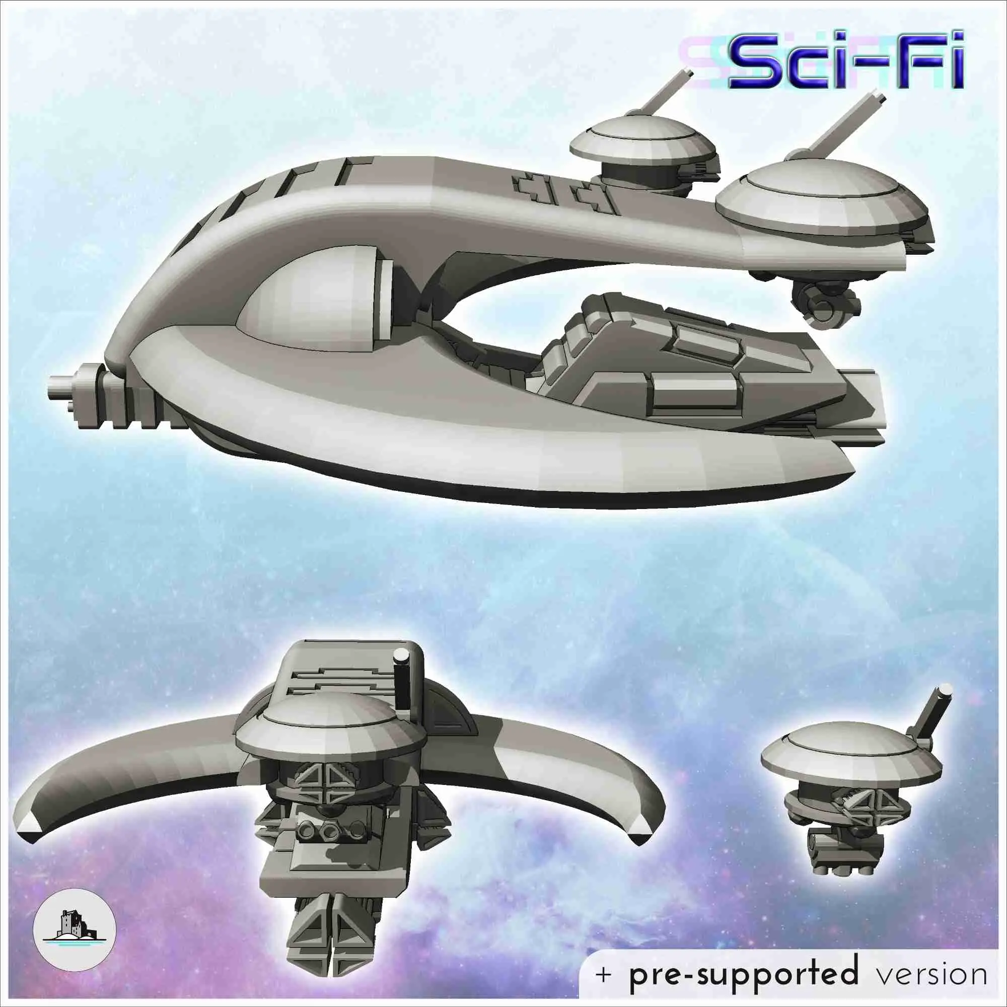 Tau recon spaceship with scout drone (6) - miniatures warham