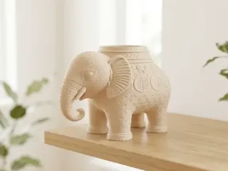 Ornate Elephant Desk Organizer - Mandala Style Holder
