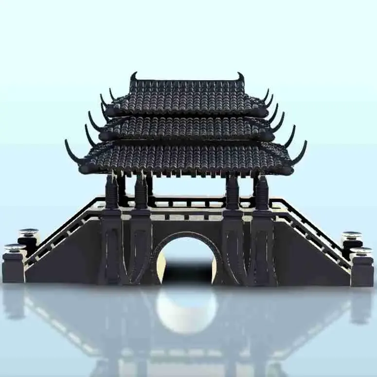 Asian bridge with three-story roof 9 - Japan China Korea Vie