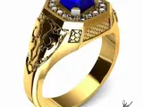 Ring With Ornate Gems and leather for Men 3D print model-8