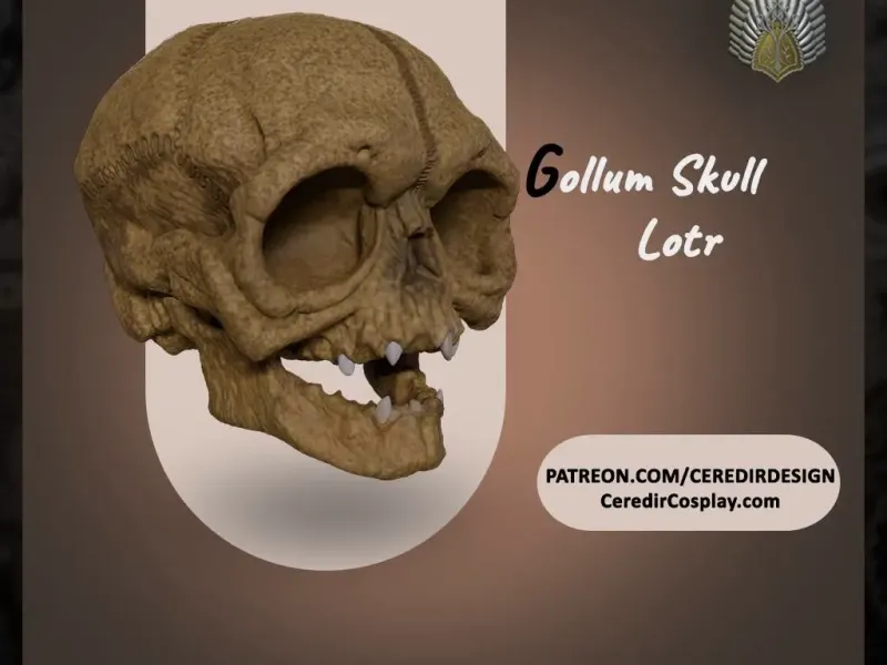 Gollum Skull lord of the rings 3d digital download