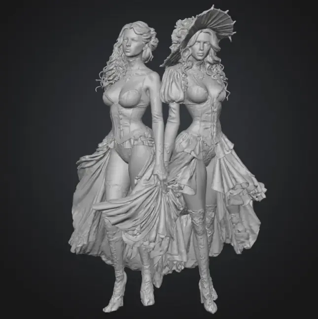 Two girls in Victorian style corsets