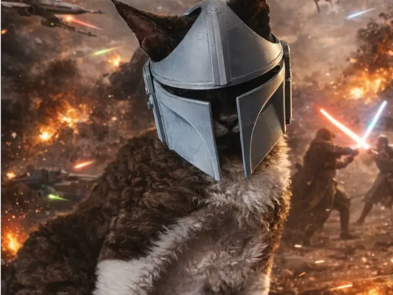 Mandaloriaanse kattenhelm – Schattige sci-fi-mashup