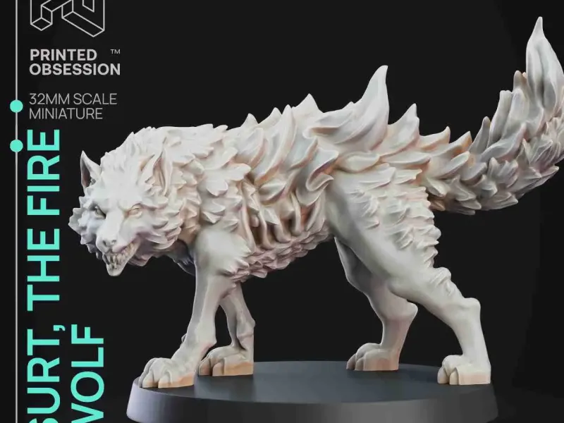 Lobo de Fogo - Criatura Monstruosa - D&amp;D - Escala 32mm