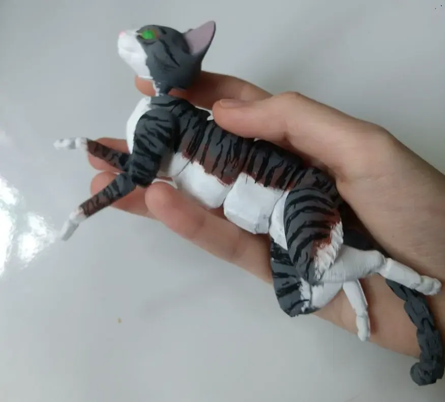 Articulated cat, print-in-place, snap-fit head and tail