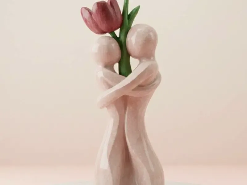 Blooming Love - Couple with Flower Sculpture