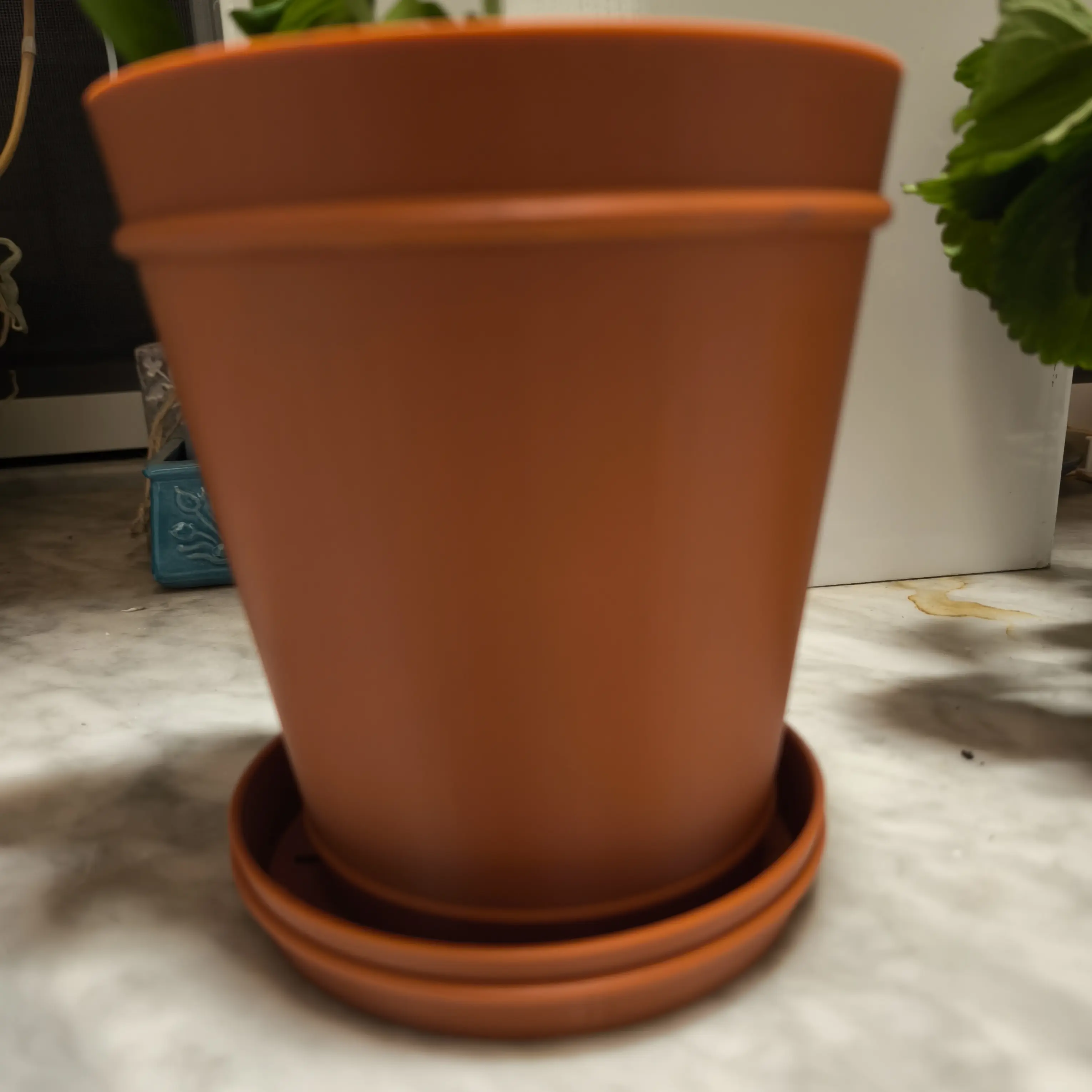 Vaso per piante con sottovaso serie Lofly bordato, altezza 37 cm, colore: bianco