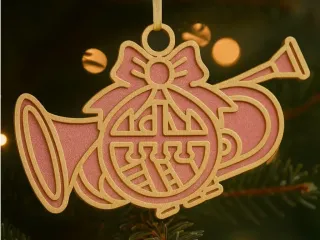 Trumpet bauble. Christmas tree ornament. Cfs free.