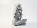 Sat Lady With Hat Figurine Female Figure 3D Printable-1