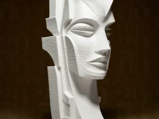 Geometric Woman Head Sculpture