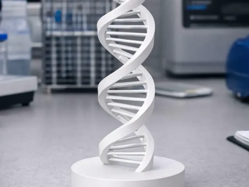 Sculpture de bureau en double hélice d'ADN – Présentation scientifique imprimée en 3D