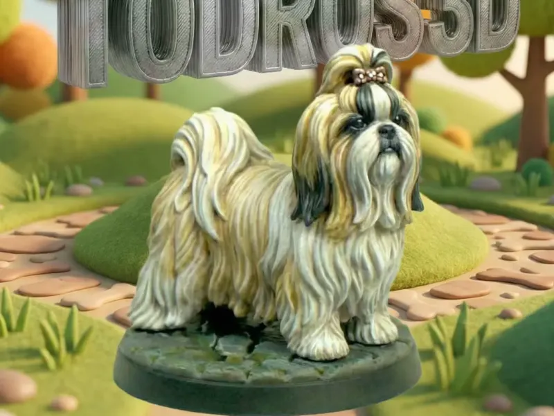 Realistic Shih Tzu Dog Figurine