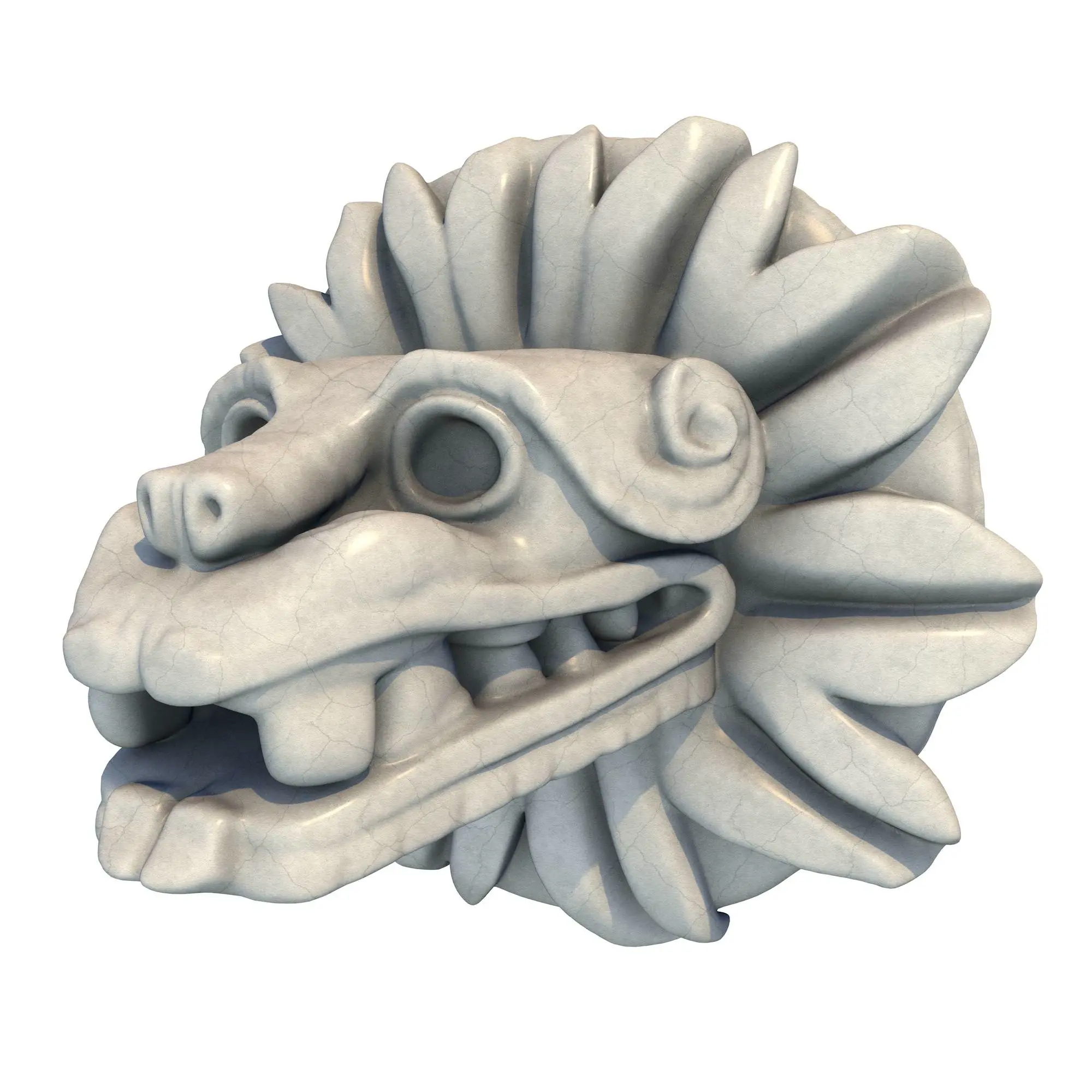 Quetzalcoatl Aztec Stone Sculpture 3D