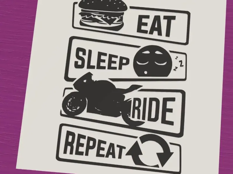 The rider cycle Eat Sleep Ride Repeat