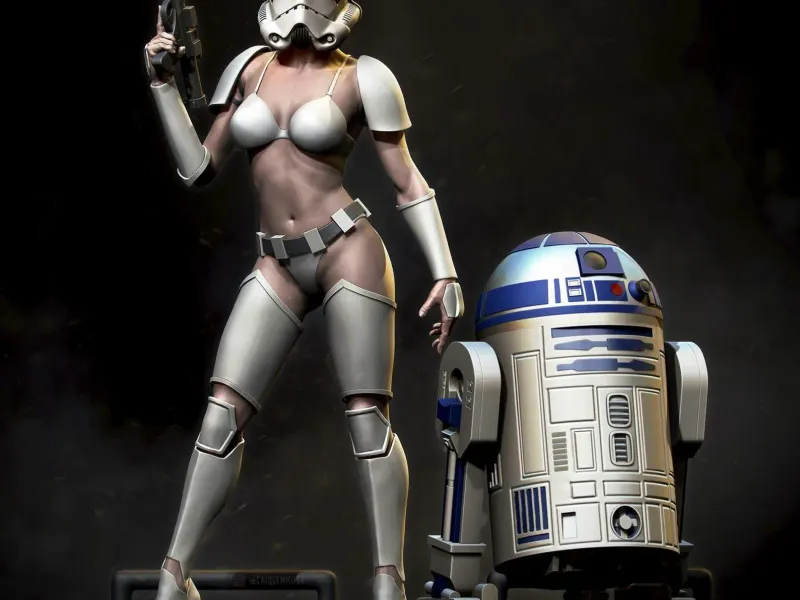 female stormtrooper and r2d2 nsfw