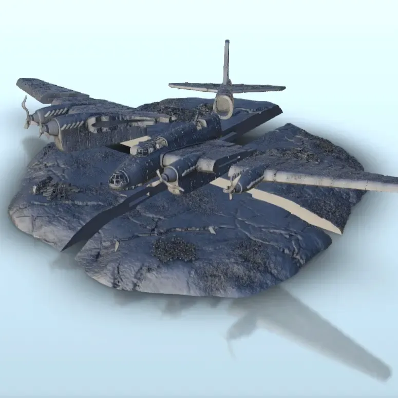 Airplane carcass of crashed Petlyakov Pe-8 - WW2 terrain