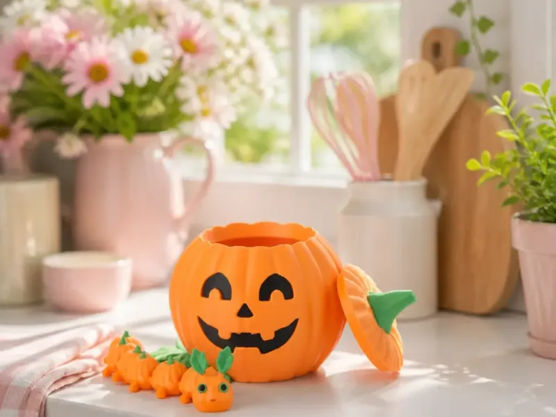 Adorable caja de calabaza y juguete de oruga flexible