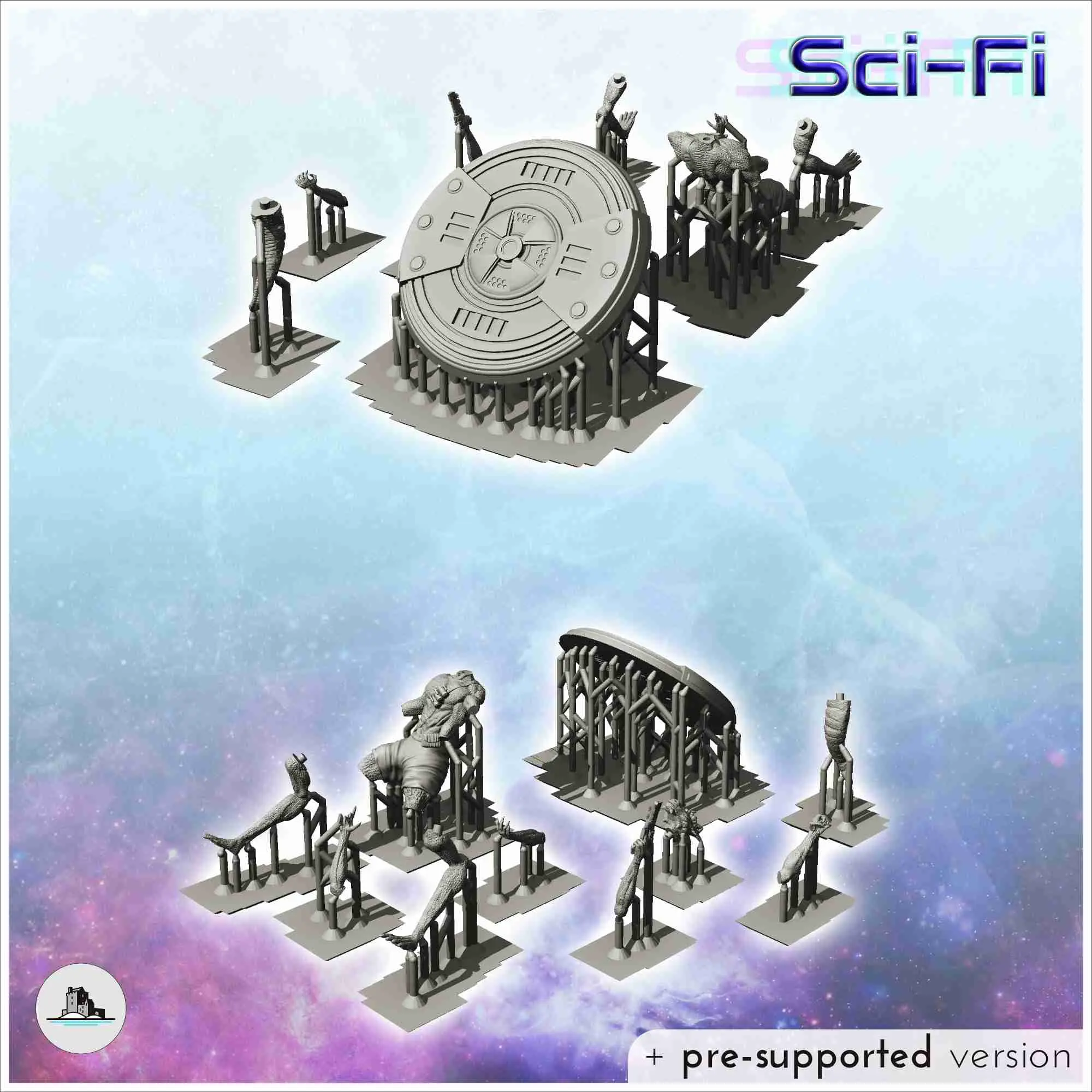 Four-armed alien warrior with laser gun (7) - science fictio