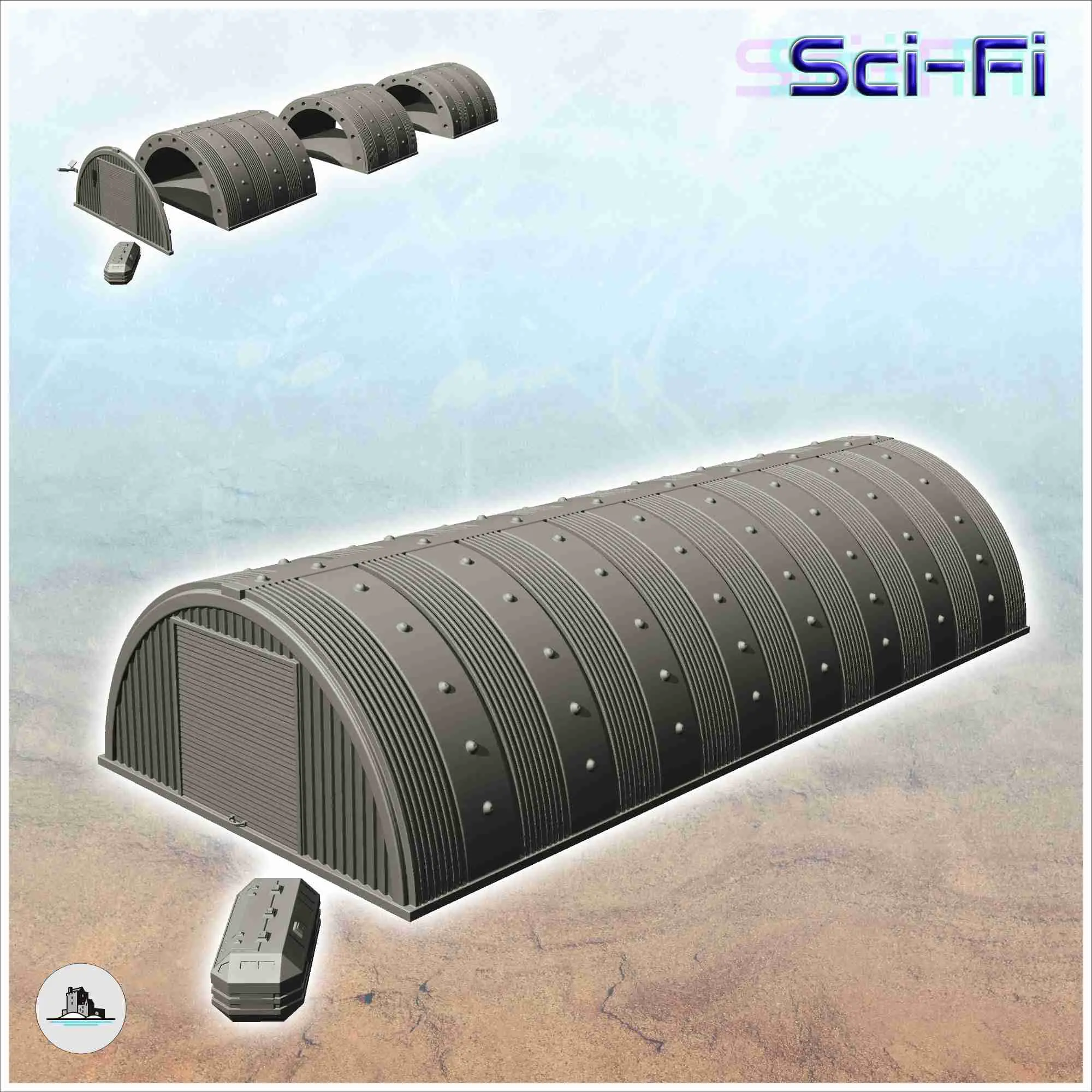 Cobertizo largo de chapa ondulada con accesorio (22) - science fict