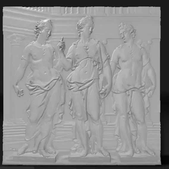grand marble statues in a sunlit classical courtyard