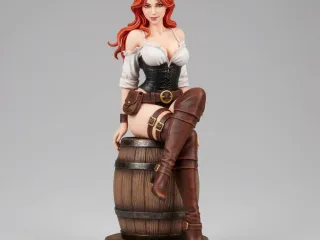 Barrel Sitting Rogue Female Pirate