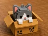 Pixel Cat in Box Keychain-6
