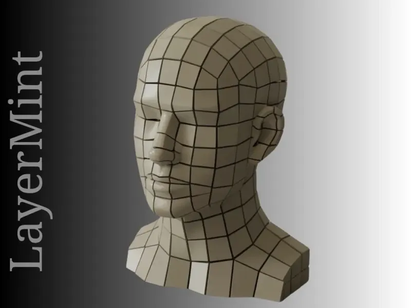 Low Poly Male Bust 3D Model | Printable STL Head for Art