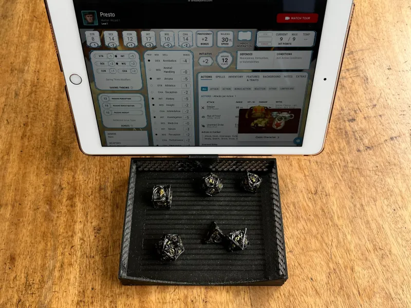Honeycomb dice tray with OPTIONAL phone stand